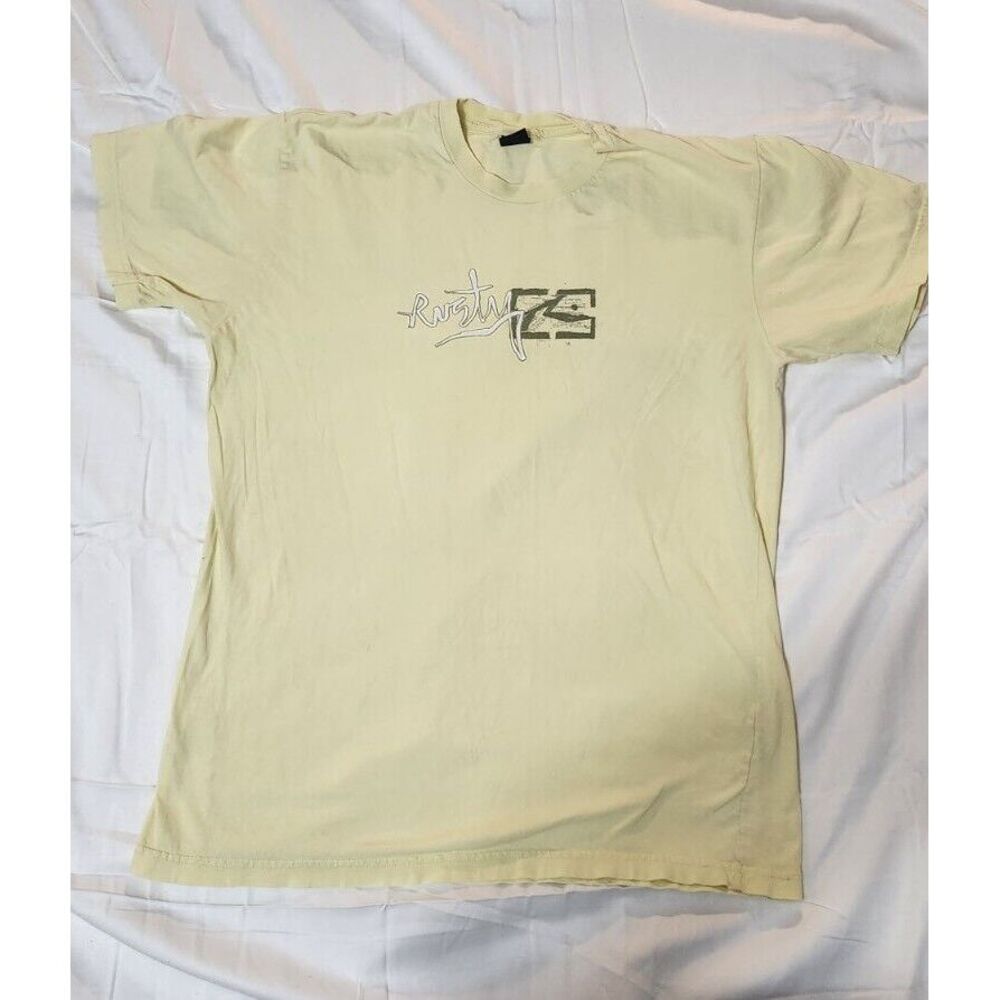 Vintage RUSTY Beach Surf Surfer Shirt Large Yellow